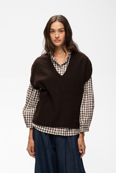 GUNAIW TOP Chocolate Brown Melange - 1911 - 30112931 Thumbnail