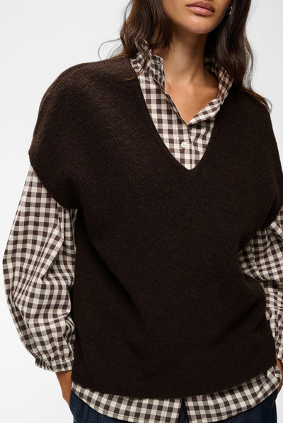 GUNAIW TOP Chocolate Brown Melange - 1911 - 30112931 Thumbnail