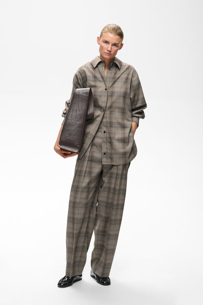 CHECKIEIW BARREL PANT BROWN FALL CHECK - 900013856 - 30113084 Thumbnail