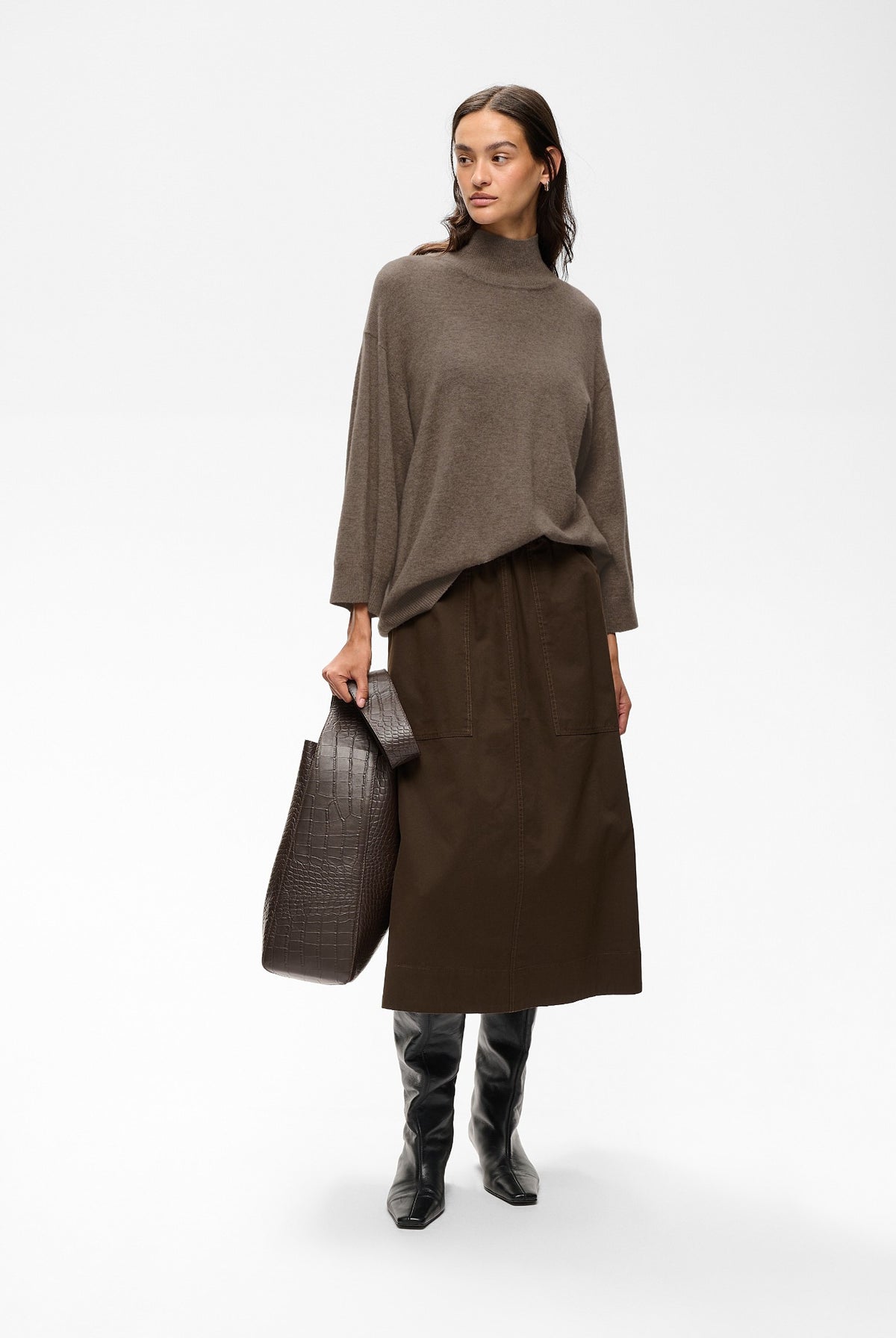 TALLYIW MONIKA HIGHNECK Chocolate Brown Melange - 1911 - 30113216