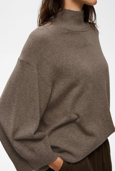 TALLYIW MONIKA HIGHNECK Chocolate Brown Melange - 1911 - 30113216 Thumbnail
