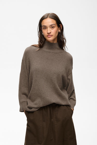 TALLYIW MONIKA HIGHNECK Chocolate Brown Melange - 1911 - 30113216 Thumbnail