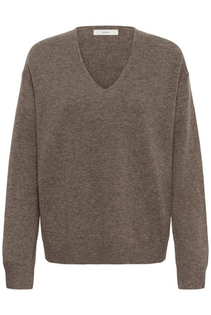 TALLYIW MONIKA V-NECK Chocolate Brown Melange - 1911 - 30113217