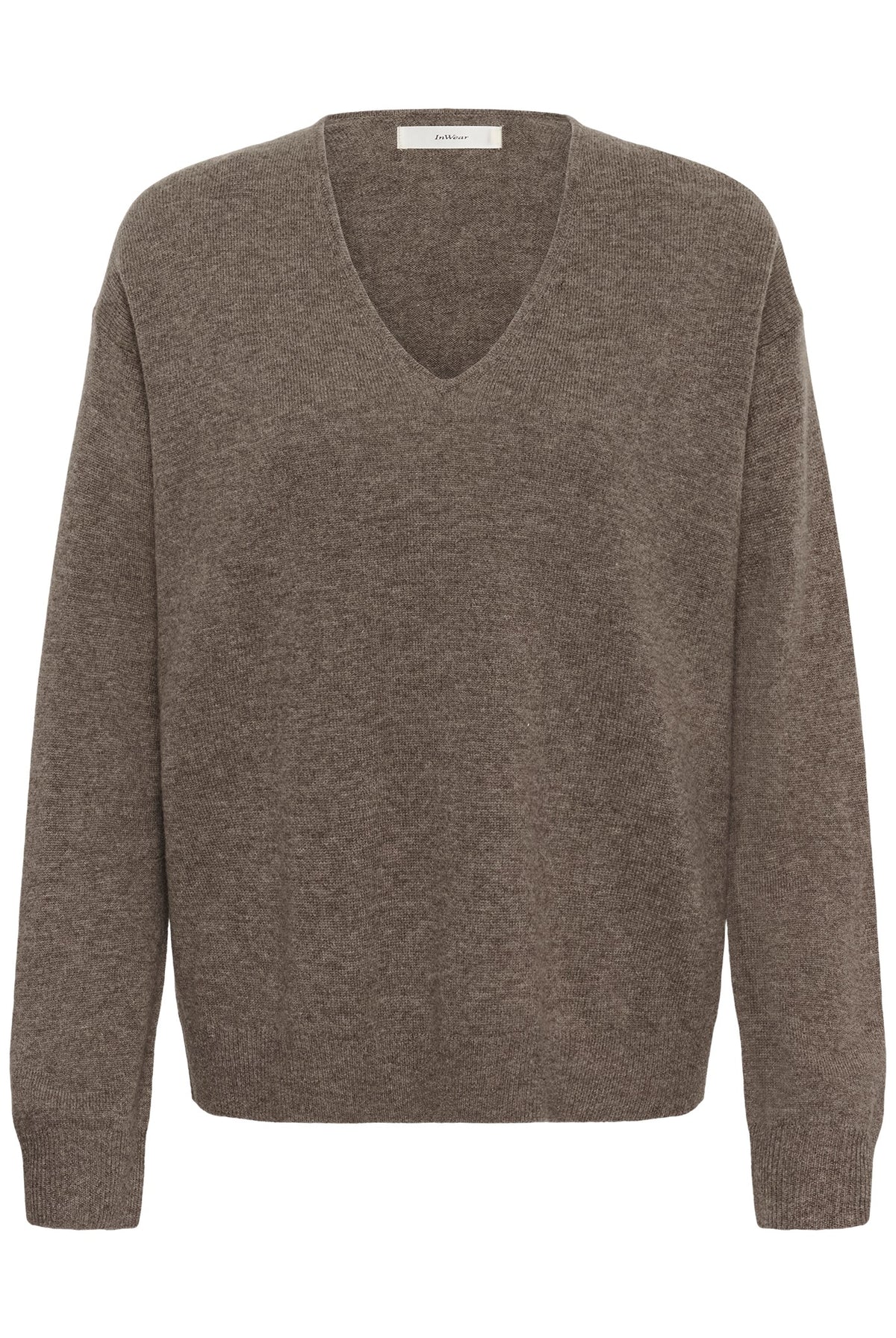 TALLYIW MONIKA V-NECK Chocolate Brown Melange - 1911 - 30113217