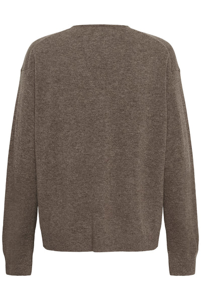 TALLYIW MONIKA V-NECK Chocolate Brown Melange - 1911 - 30113217 Thumbnail