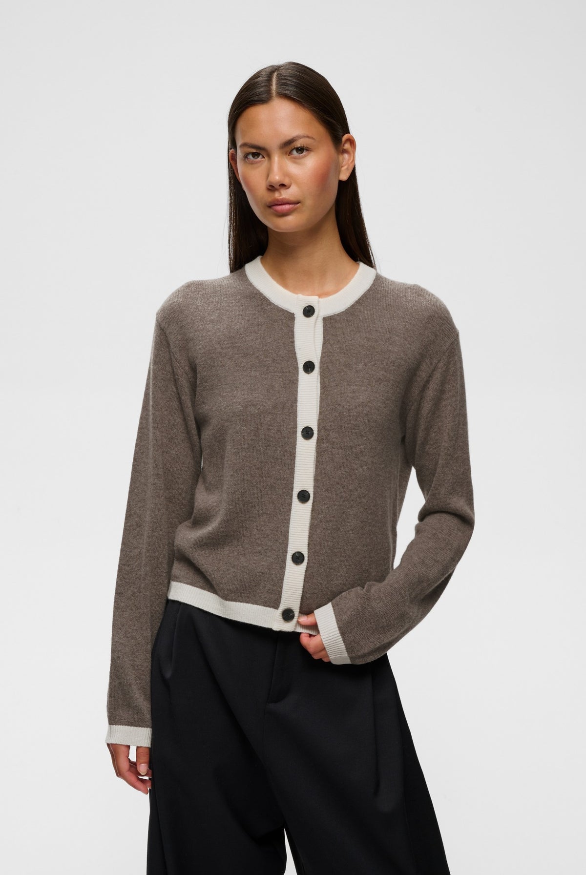 TALLYIW MONIKA CARDIGAN Chocolate Brown Melange - 1911 - 30113218