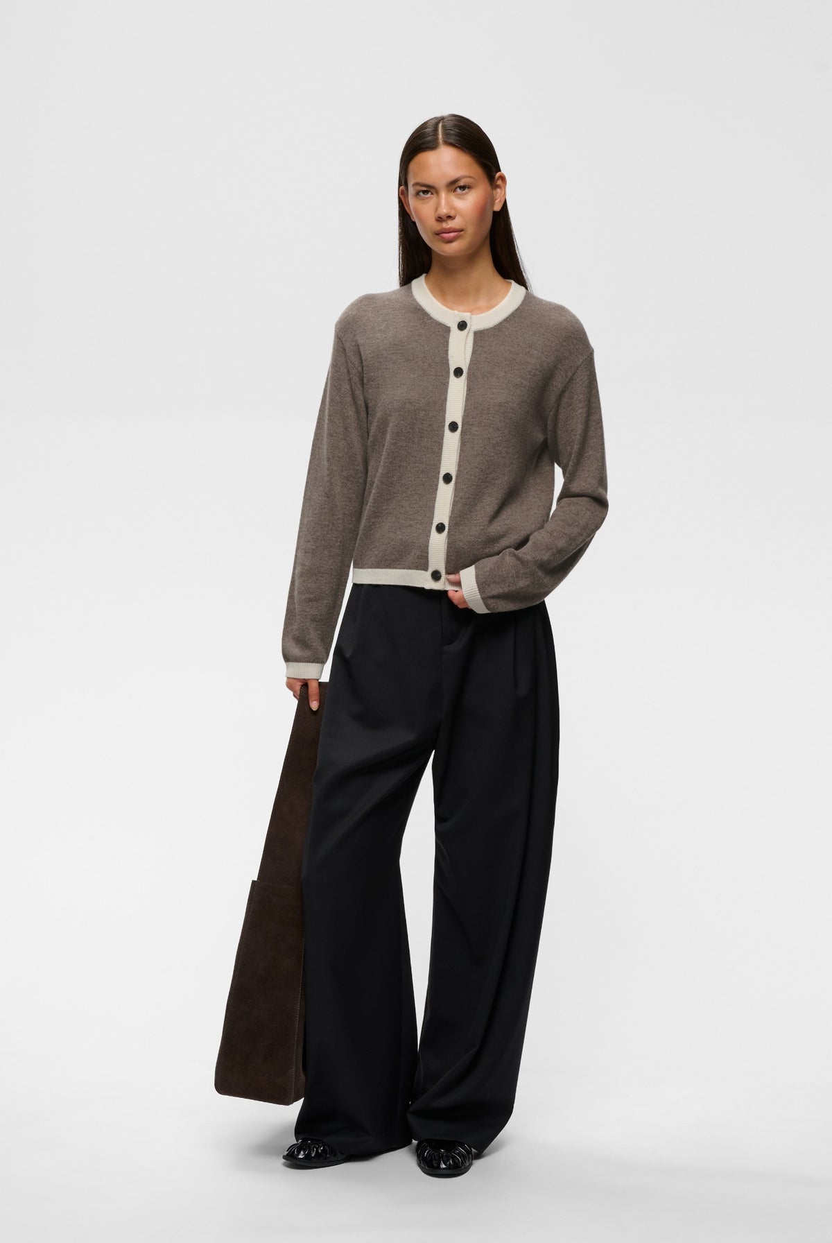 TALLYIW MONIKA CARDIGAN Chocolate Brown Melange - 1911 - 30113218