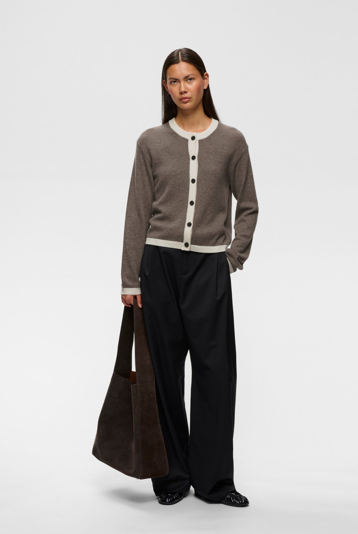TALLYIW MONIKA CARDIGAN Chocolate Brown Melange - 1911 - 30113218