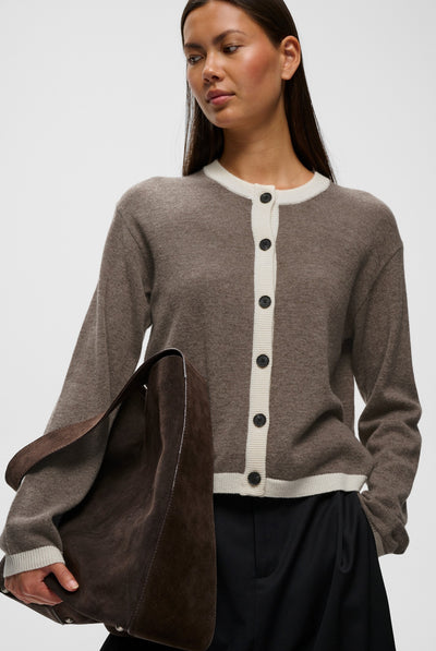 TALLYIW MONIKA CARDIGAN Chocolate Brown Melange - 1911 - 30113218 Thumbnail