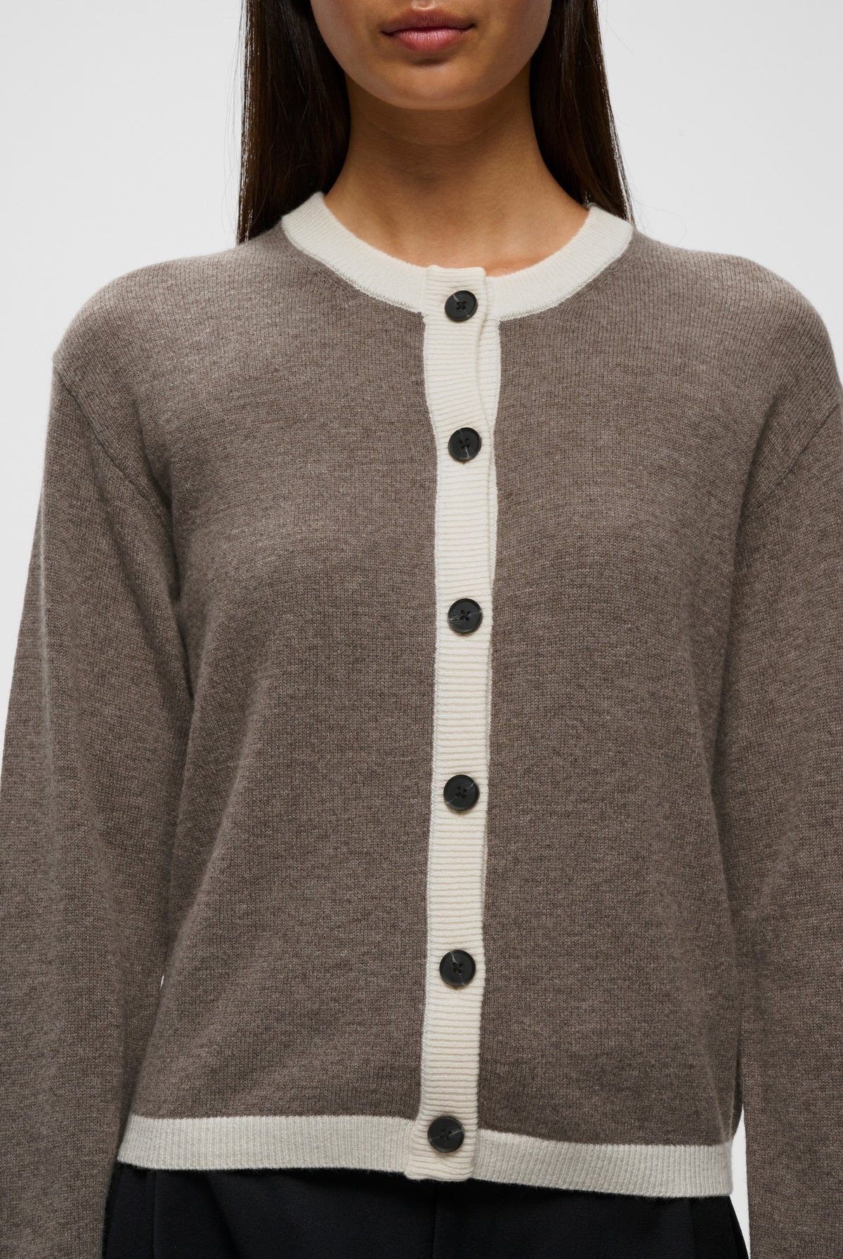 TALLYIW MONIKA CARDIGAN Chocolate Brown Melange - 1911 - 30113218