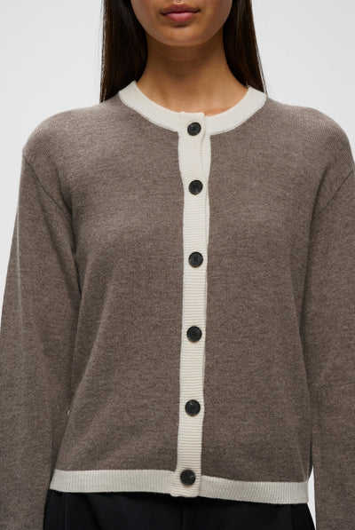 TALLYIW MONIKA CARDIGAN Chocolate Brown Melange - 1911 - 30113218 Thumbnail