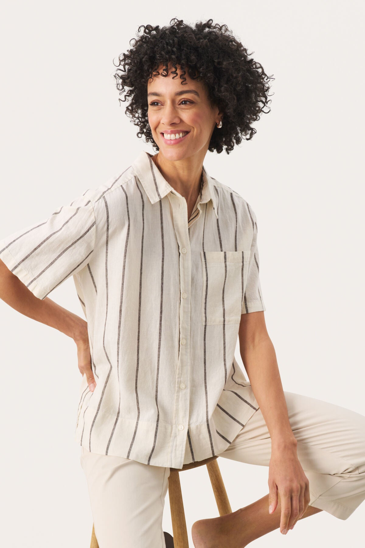 ReneePW SH Eggnog and Brown Stripe - 30309613