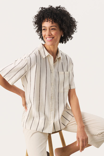 ReneePW SH Eggnog and Brown Stripe - 30309613 Thumbnail