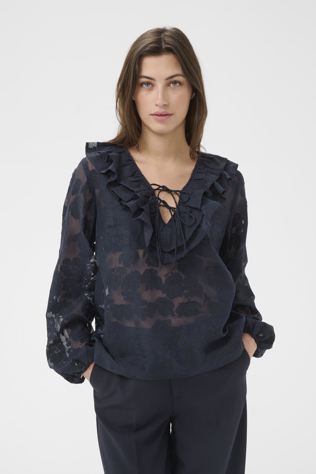 ZairaPW BL Dark Navy Blurred Flower - 304 - 30310285