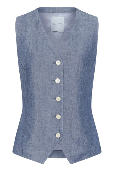 BintaPW Waistcoat Blue Chambray - 304972 - 30310520 Thumbnail