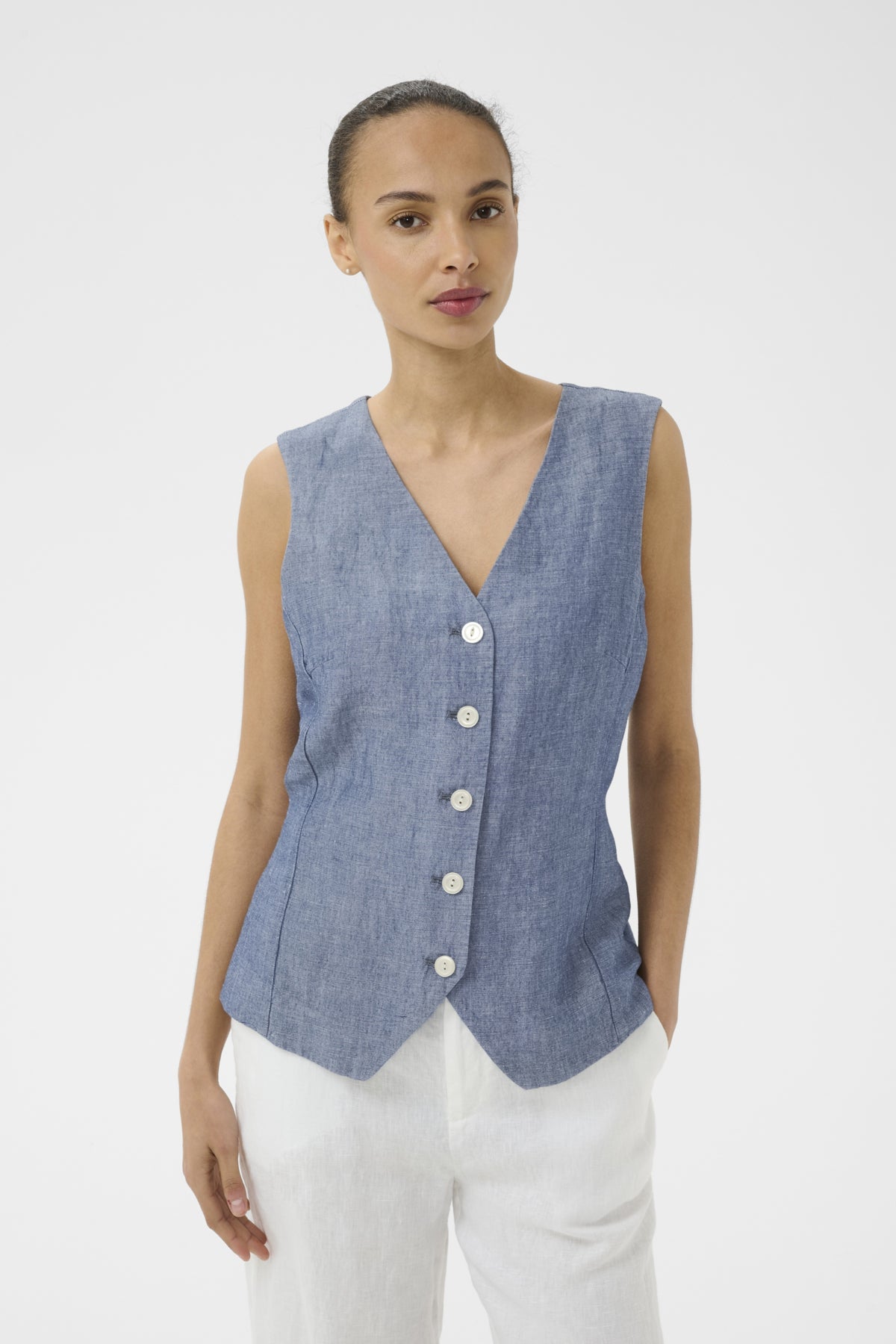 BintaPW Waistcoat Blue Chambray - 304972 - 30310520