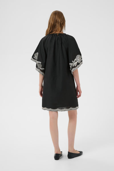 BreannaPW Dress Black W offwhite emb - 304950 - 30310524 Thumbnail