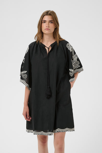BreannaPW Dress Black W offwhite emb - 304950 - 30310524 Thumbnail