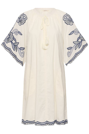 BreannaPW Dress Whisper White W Blue emb - 304 - 30310524