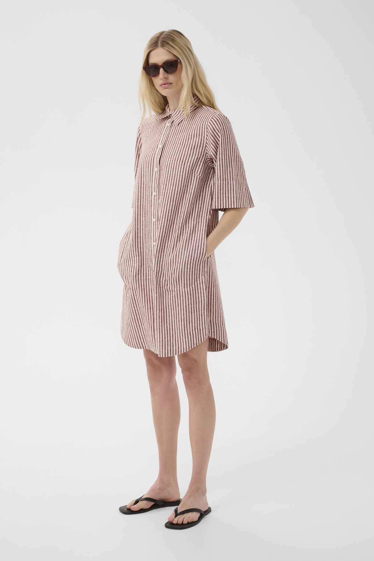 BerritPW Dress Burnt Russet Stripe - 304944 - 30310539