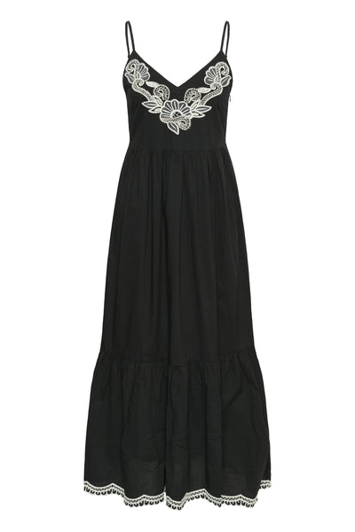 BiannaPW Dress Black W offwhite emb - 304950 - 30310541 Thumbnail
