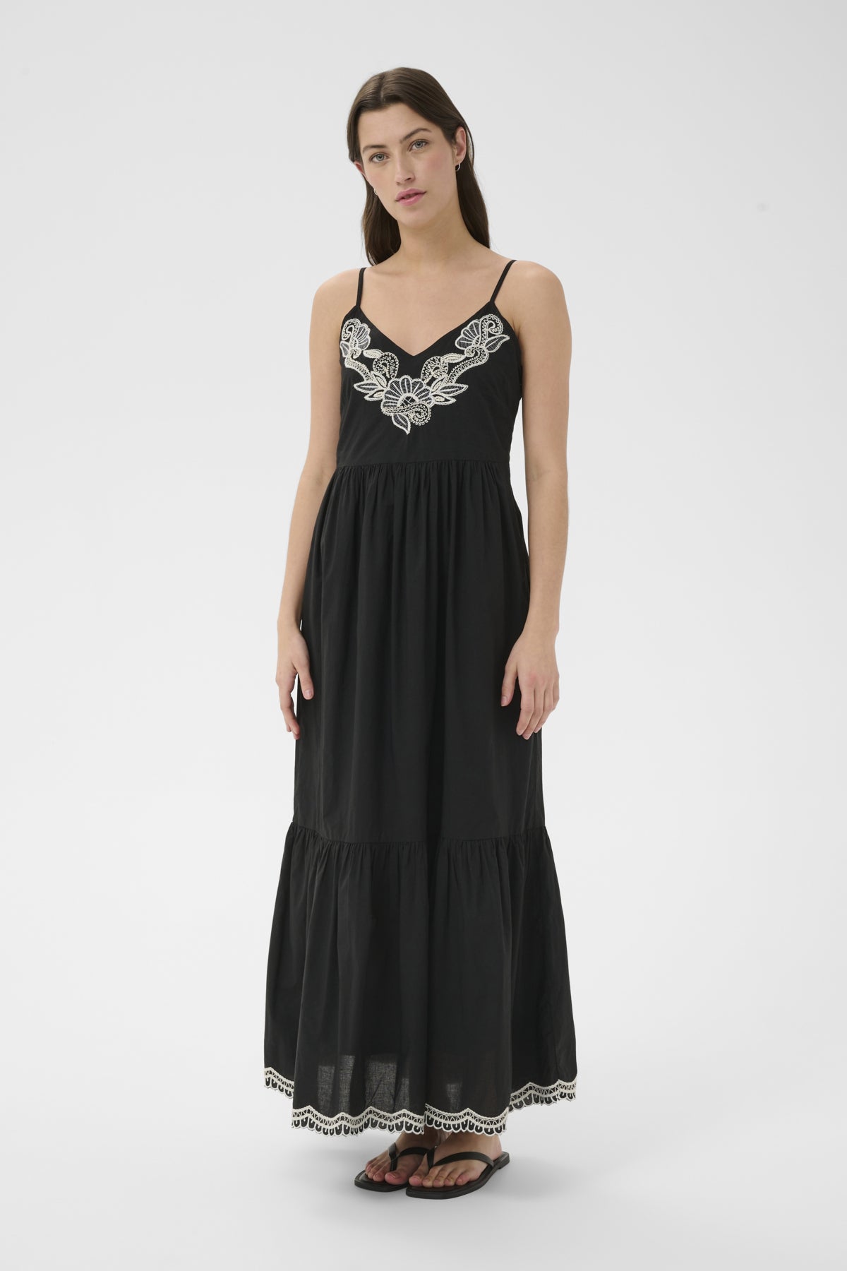 BiannaPW Dress Black W offwhite emb - 304950 - 30310541