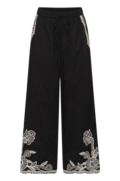 BilanPW Pants Black W offwhite emb - 304950 - 30310557 Thumbnail
