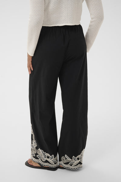 BilanPW Pants Black W offwhite emb - 304950 - 30310557 Thumbnail