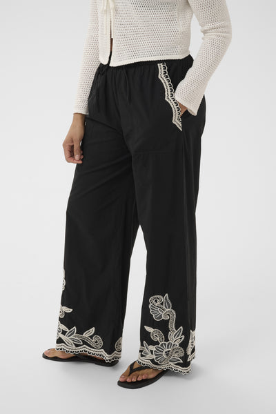 BilanPW Pants Black W offwhite emb - 304950 - 30310557 Thumbnail