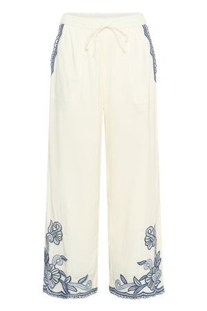 BilanPW Pants Whisper White W Blue emb - 304 - 30310557