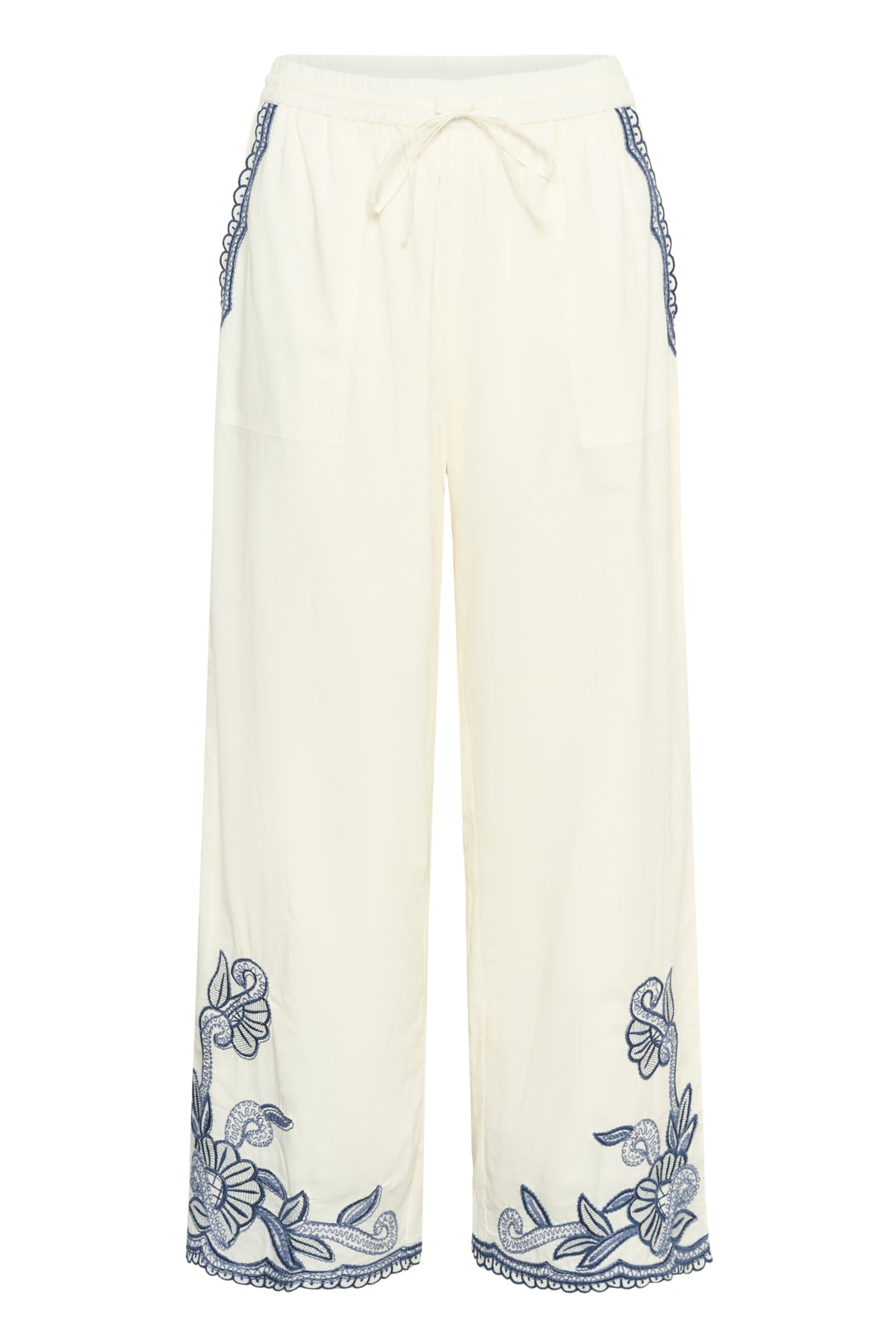 BilanPW Pants Whisper White W Blue emb - 304 - 30310557