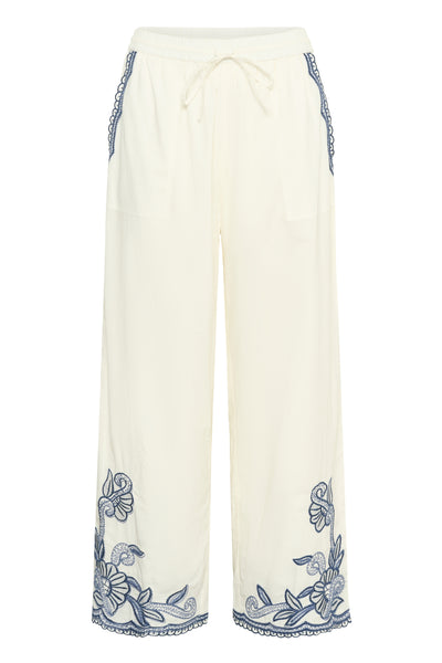 BilanPW Pants Whisper White W Blue emb - 304 - 30310557 Thumbnail