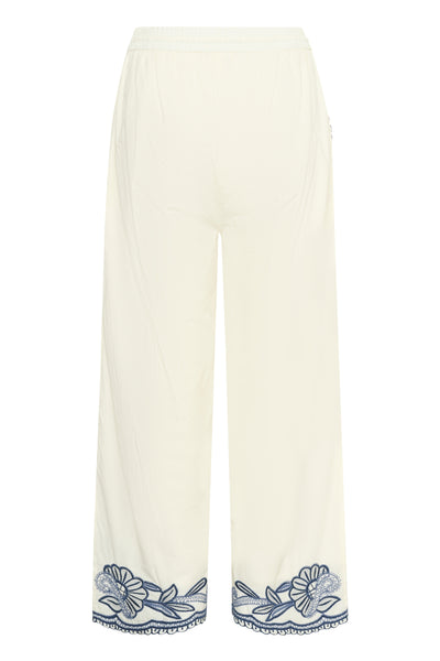 BilanPW Pants Whisper White W Blue emb - 304 - 30310557 Thumbnail