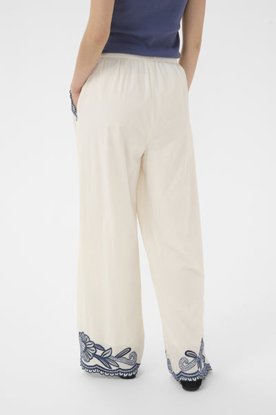 BilanPW Pants Whisper White W Blue emb - 304 - 30310557 Thumbnail