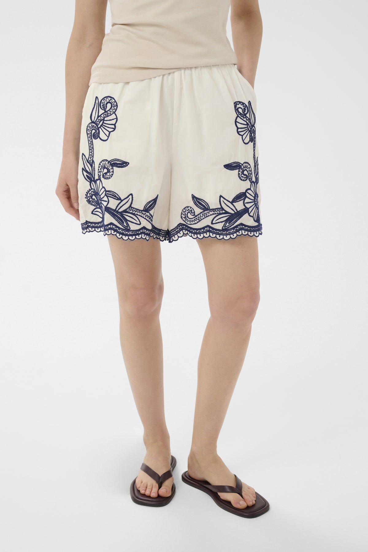 BitjaPW Shorts Whisper White W Blue emb - 304 - 30310558