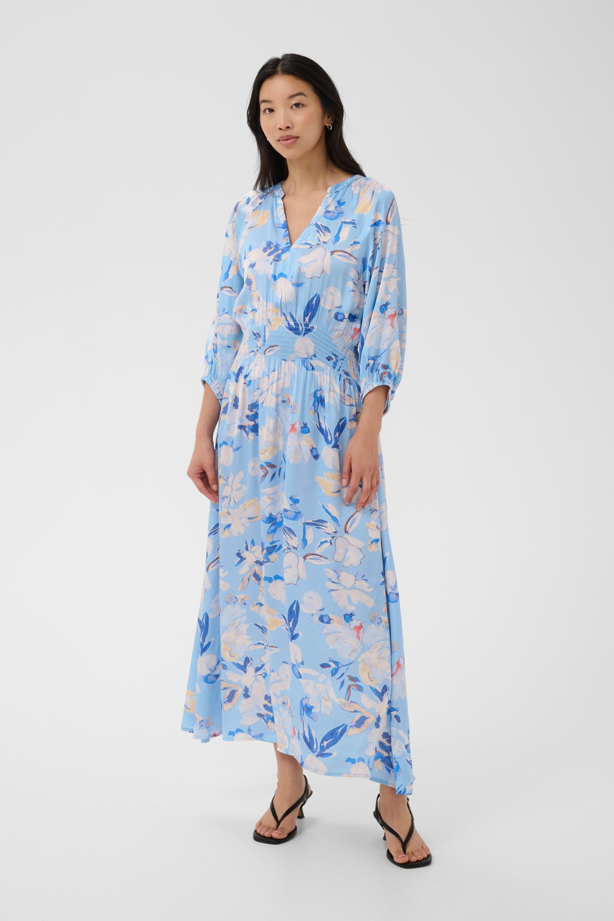 BoraPW Dress Blue Watercolor Flower Print - - 30310561