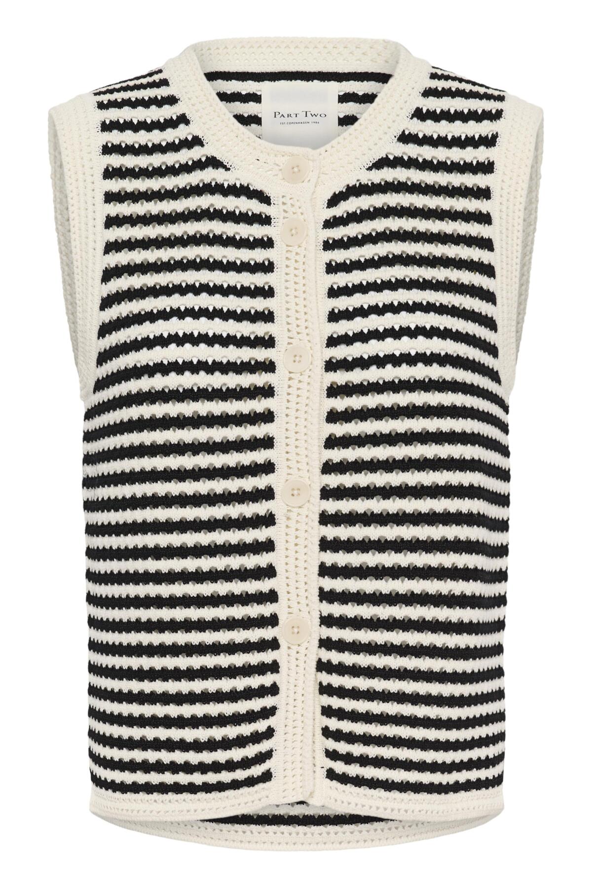 BrookiPW Waistcoat Black and White Crochet Look - - 30310579