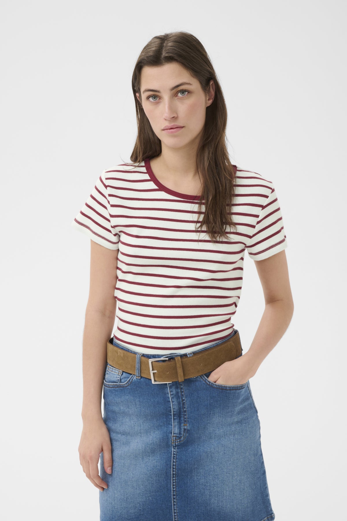 RochellePW TShirt Burnt Russet Stripe - 304934 - 30310589