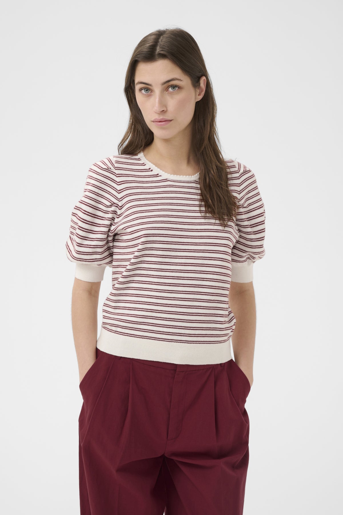 VaraianPW Pullover Burnt Russet Stripe - 305041 - 30310591