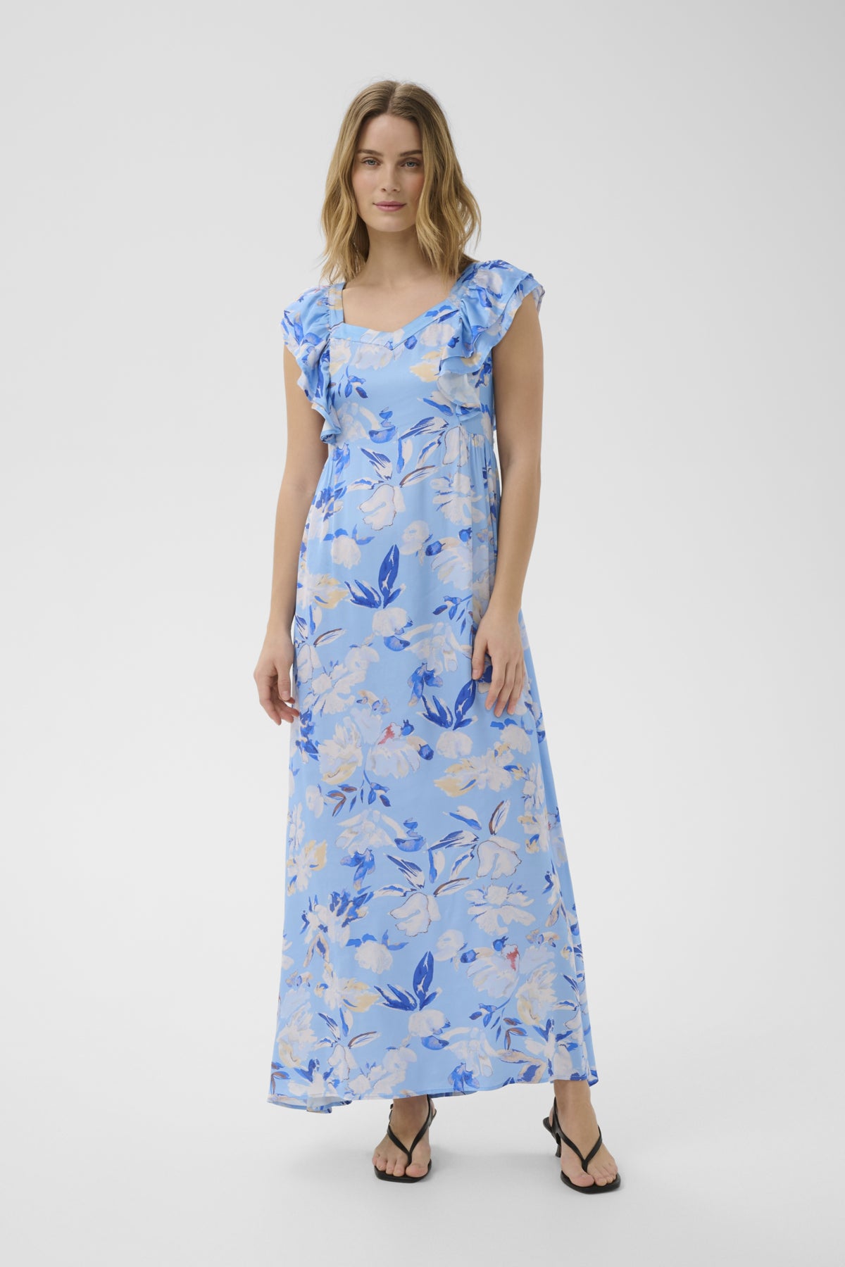 BenedictaPW Dress Blue Watercolor Flower Print - - 30310612