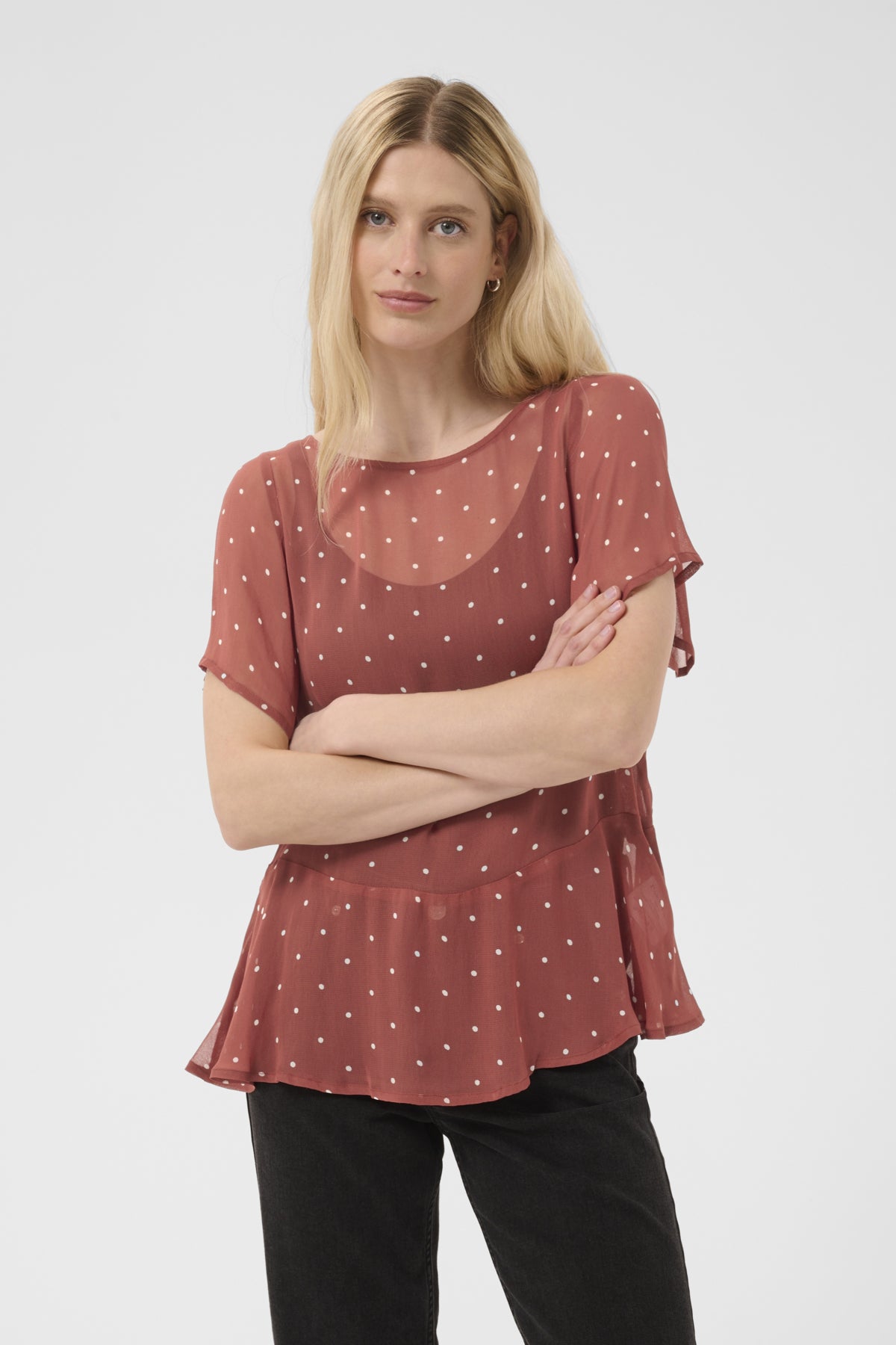 DusinePW Blouse Roasted Russet Dot Print - 305 - 30310685