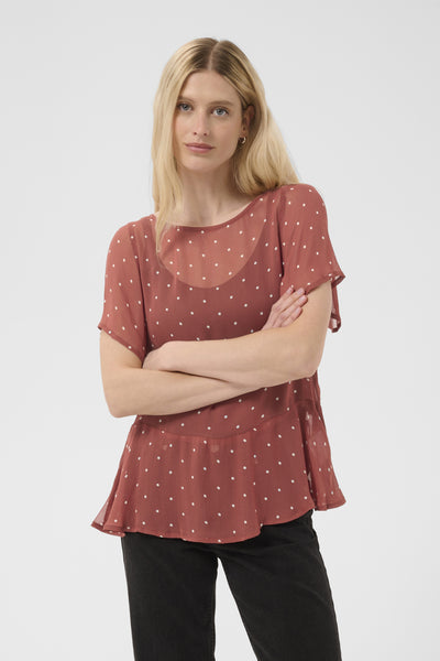DusinePW Blouse Roasted Russet Dot Print - 305 - 30310685 Thumbnail