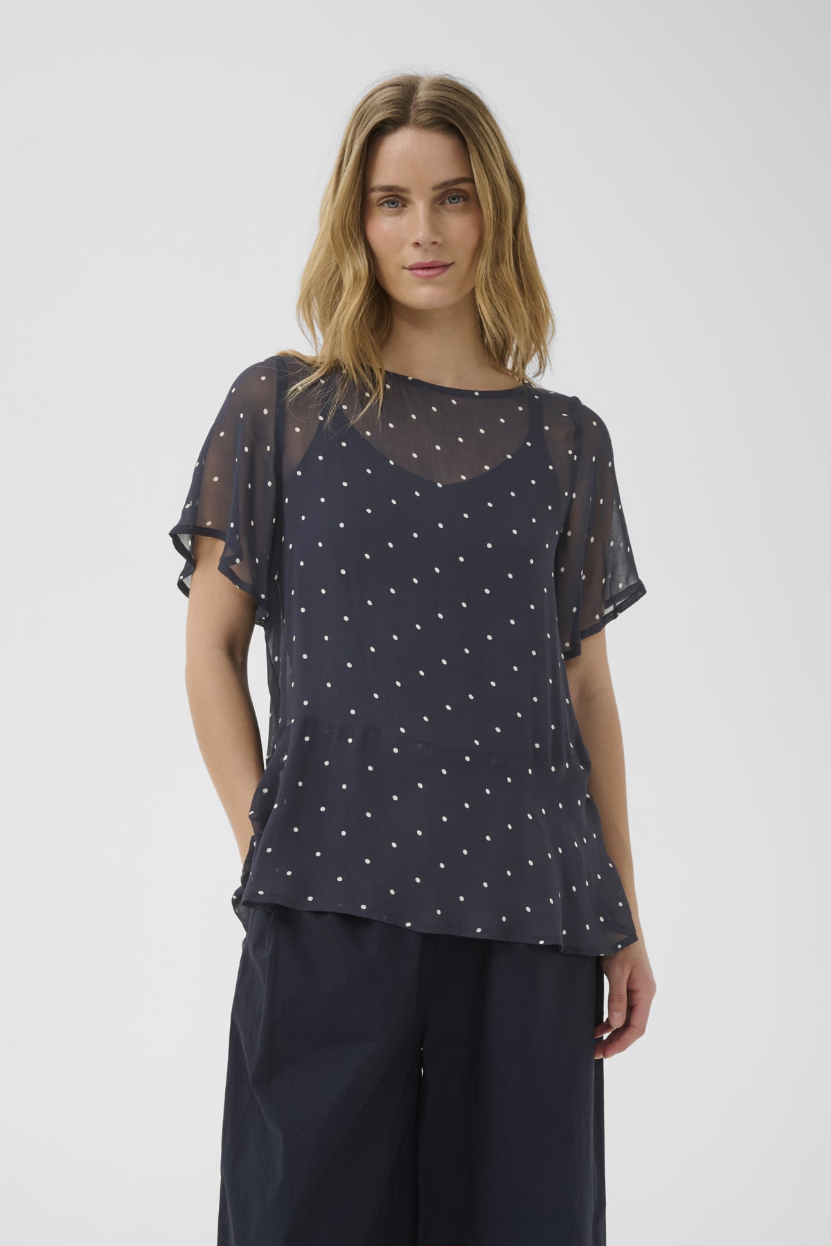 DusinePW Blouse Dark Navy Dot Print - 305168 - 30310685