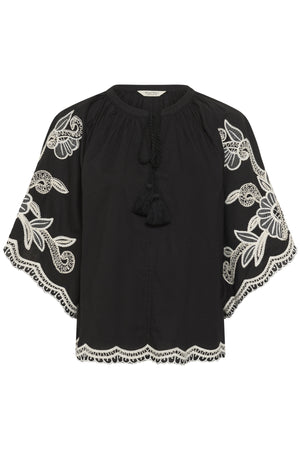 BianchaPW Blouse Black W offwhite emb - 304950 - 30310743