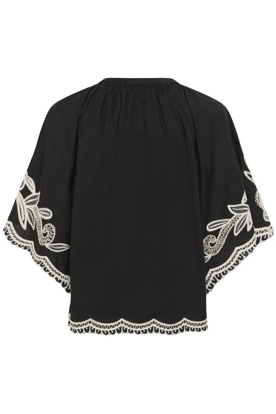 BianchaPW Blouse Black W offwhite emb - 304950 - 30310743 Thumbnail