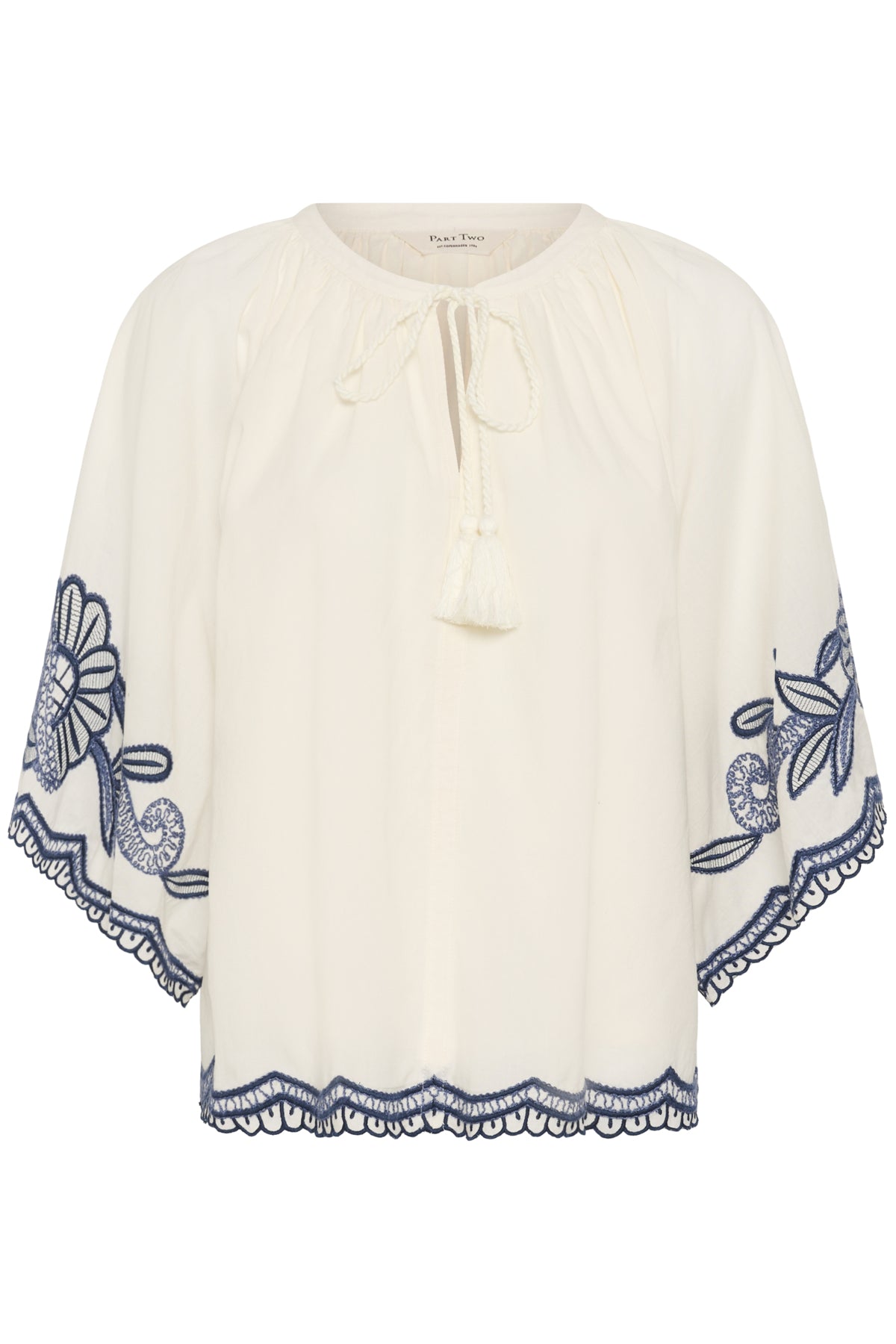BianchaPW Blouse Whisper White W Blue emb - 304 - 30310743