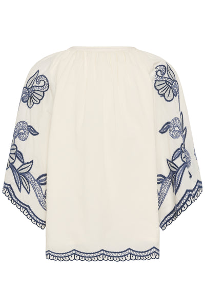 BianchaPW Blouse Whisper White W Blue emb - 304 - 30310743 Thumbnail