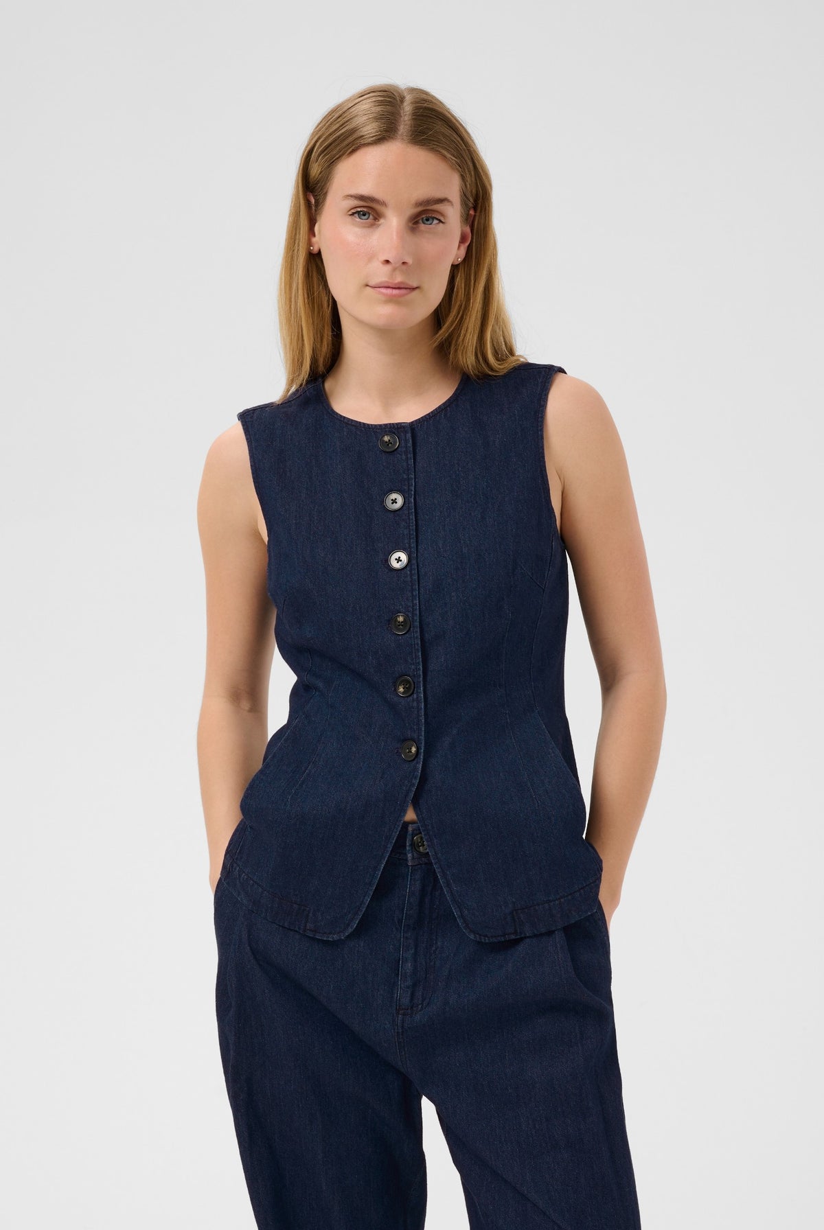 CarolanPW Waistcoat Dark Blue Denim - 300158 - 30310751