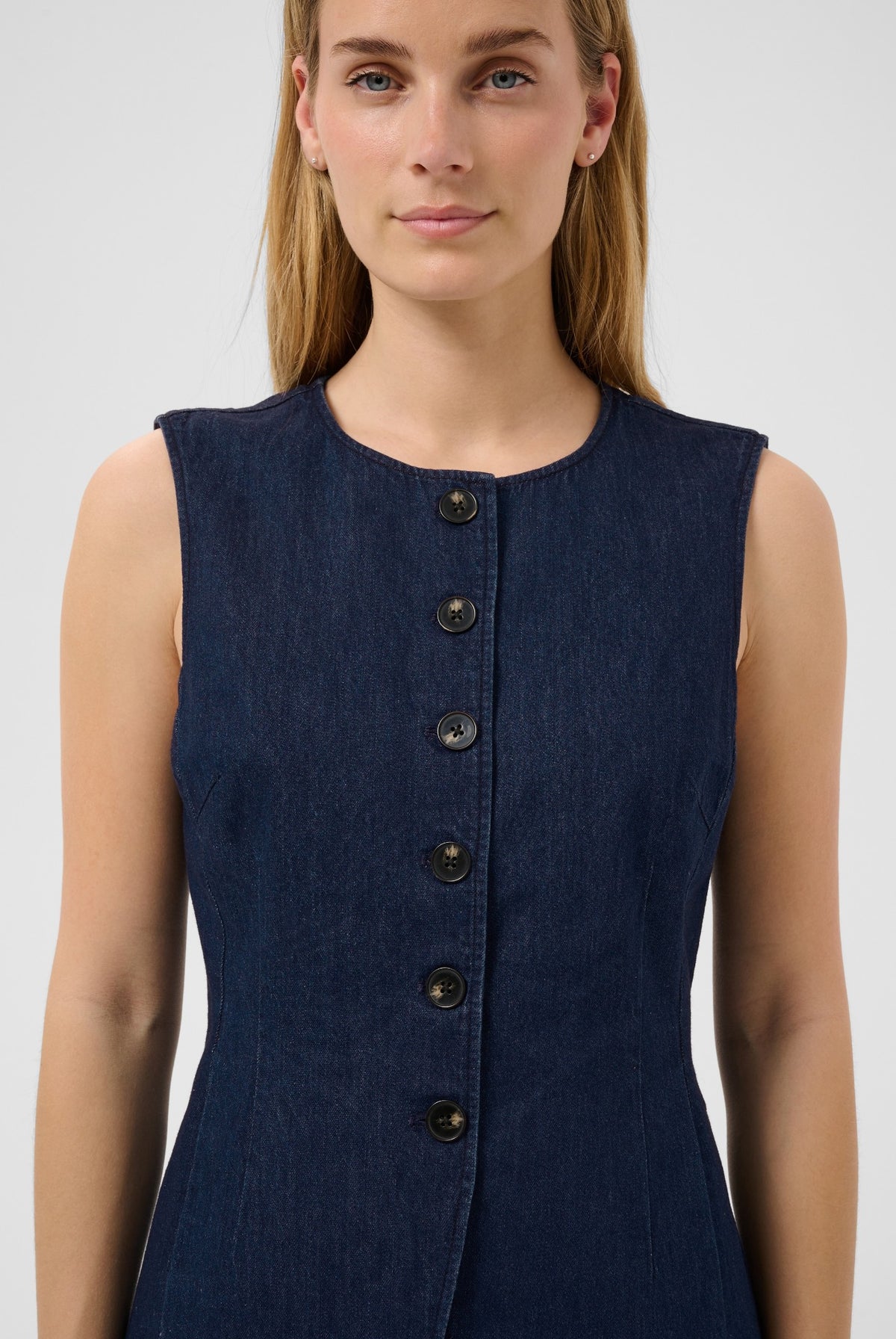 CarolanPW Waistcoat Dark Blue Denim - 300158 - 30310751
