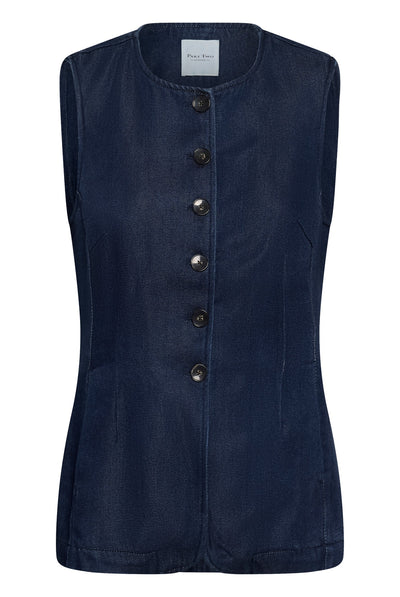 CarolanPW Waistcoat Dark Blue Denim - 300158 - 30310751 Thumbnail